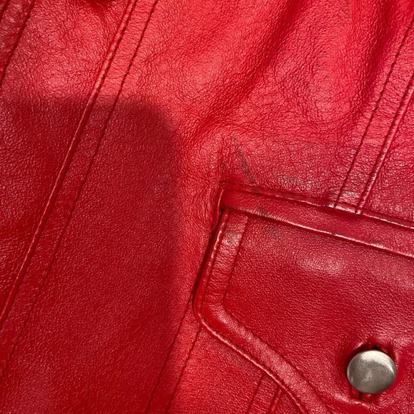 Cami Red Genuine Leather Jacket - Picture 5 of 7